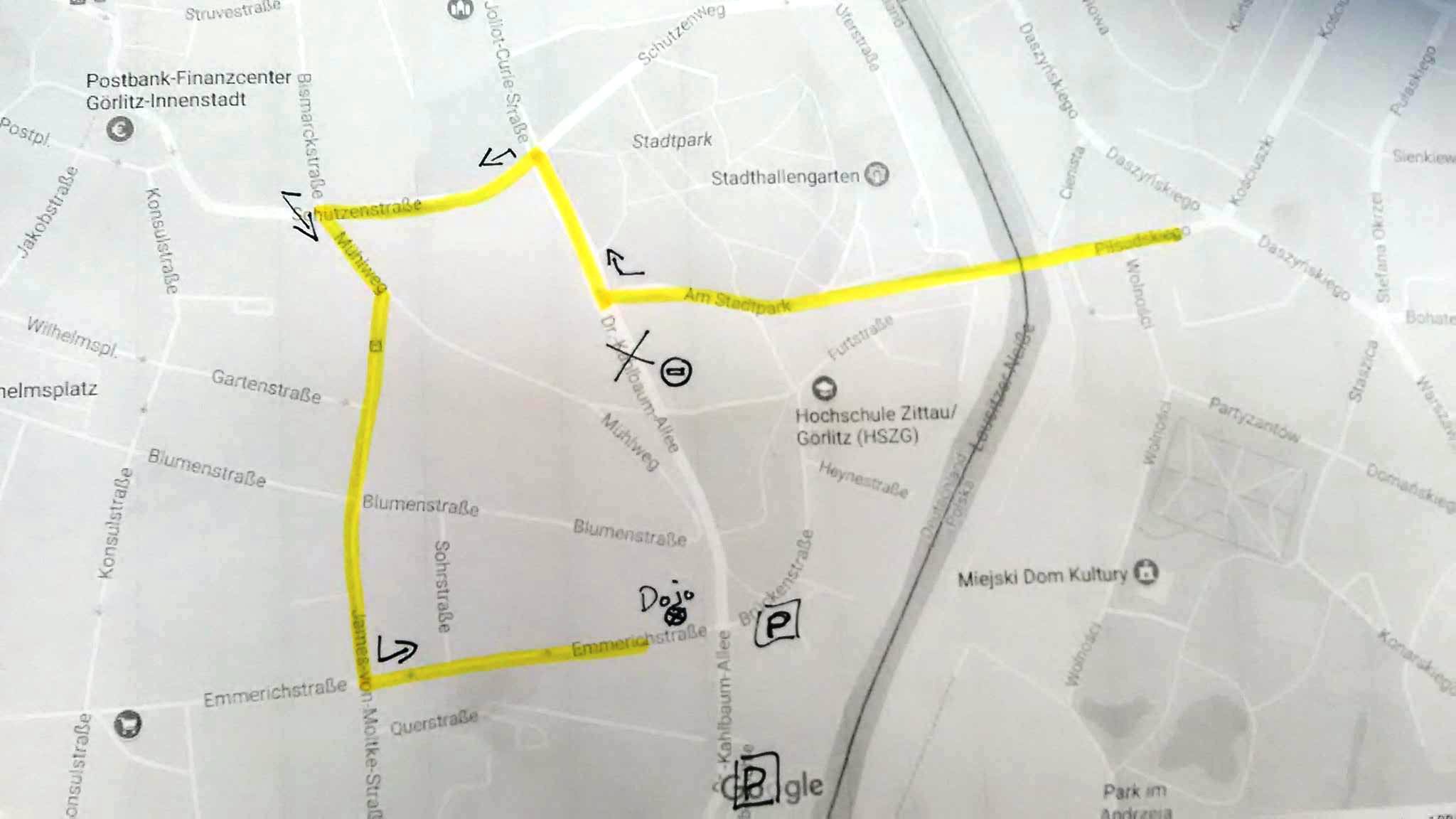 Mapka dojazdu fo dojo w Goerlitz
